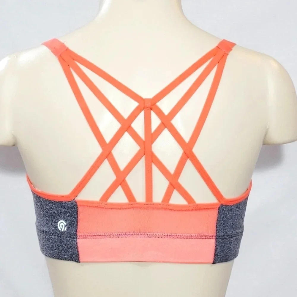 SMALL Champion N9688 Strappy Cami Wire Free Sports Bra‎ Gray & Orange NWT